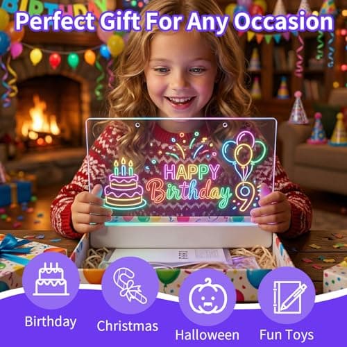 KOBAIBAN LED Drawing Board for Kids, 16” Rechargeable Light Up Drawing Pad with 1500mAh Battery, 11 Light Modes Neon Dry Erase Board, LED Note Pad for Message, Night Light, Gifts for Girls Boys - Thumbnail 2