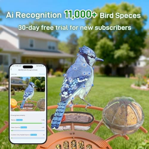 Centvicam Smart Bird Feeder with 2K Camera: Wireless Wild Bird Feeder for Outside with AI Identify Birds Species Solar Powered,HD Video Live Stream, Instant Arrival Alerts - Blue - Thumbnail 2
