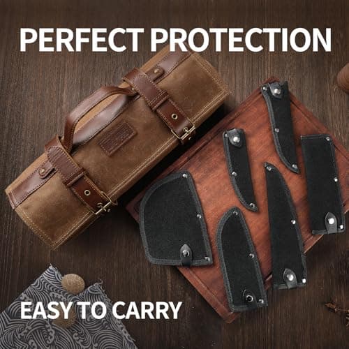 XCHIEF PRO Chef Knife Set, Hand Forged Meat Boning Carving Cleaver Butcher Knife, High Carbon Steel Japan Nakiri Santoku Knife Set with Accessories for Kitchen, BBQ Camping Knives Set with Bag - Thumbnail 5