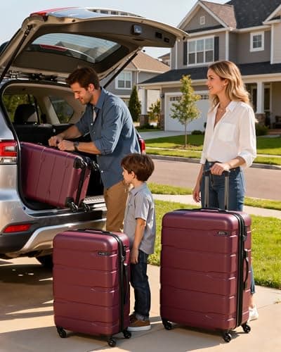 Coolife Luggage Set 3 Piece Hardside PC+ABS Suitcase with TSA Lock, Expandable Large Checked Luggage, Lightweight Rolling Carry On with Spinner Wheels(20/24/28 Inch, Radiant Pink) - Thumbnail 2