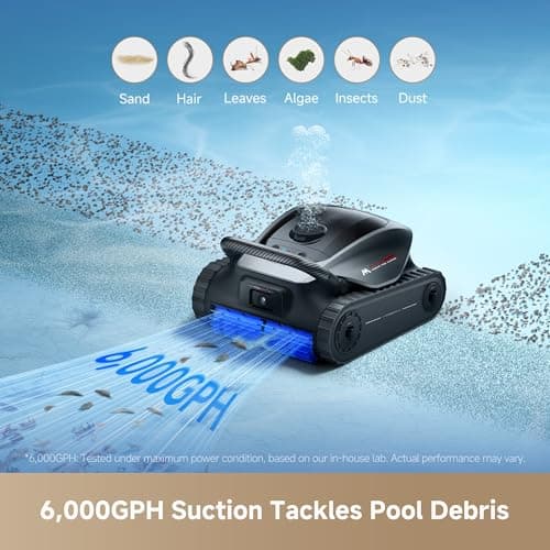 Mova Diver A10 Cordless Robotic Pool Vacuum Cleaner, 6,000GPH Suction, 240min Runtime, Wall Climbing & Double-Pass Waterline Scrubbing, AI-Powered Edge Cleaning & Path Planning, Auto Parking, 8 Modes - Thumbnail 2