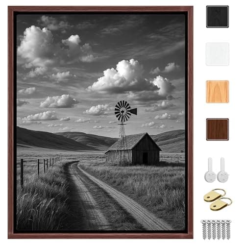 Sunwes Canvas Floater Frame for 1”–1.25”Deep Gallery Wrapped Canvas, Wood-Look Floating Frame Wall Artwork for Oil Paintings, Gallery Bedroom, Living Room, Studio, Made in USA (Dark Walnut,12x18) - Image 1