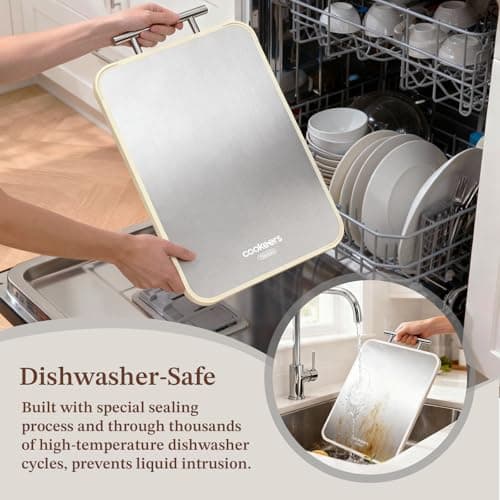 Cookeers Titanium Cutting Board for Kitchen - 2026 New Upgraded Pure Titanium No Step Edge Double Side Cutting Board, Food Grade PP, Dishwasher Safe, Non-Slip, 15.8”×10.24 ” Chopping Board - Thumbnail 6