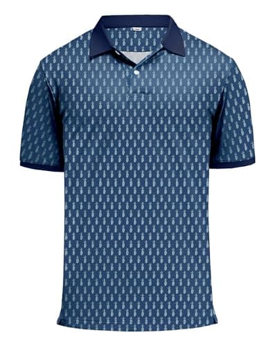 KUYIGO Mens Golf Polo Shirt Quick Dry Breathable Moisture Wicking UPF 40+ Printed Short Sleeve Performance Shirt,S - Image 1