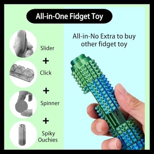 2PCS Fidget Toy for Adults,Little Ouchies Spiky Pain Stim Toy with Slider,Clicker,Spinner,Spinner,Ratchet 6 in 3Fidget Toy - Thumbnail 3