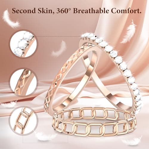 YWXTW 3 Pack 14K Gold-Plated Stacking Rings for Oura Ring Gen 4 /Ultrahuman, Timeless Elegance Non Tarnish Stainless White Zirconia Engagement Oura Stackable Bands Gift for Women Rose Gold 9 - Thumbnail 5
