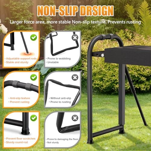seasky Foldable Garden Kneeler and Seat, Anti-Tipping Gardening Bench Widened Thick Soft Kneeling Pad, Heavy Duty Gardening Stool with Tool Bag,Gardening Gift for Women - Thumbnail 4