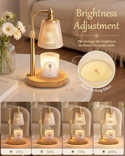 Hong-in Candle Warmer Lamp with Timer Dimmer, Birthday Gifts for Women, House Warming Gifts for New Home, Vintage Room Decor, Adjustable Height Candle Lamp, Wax Warmer for Scented Jar Candles - Thumbnail 2