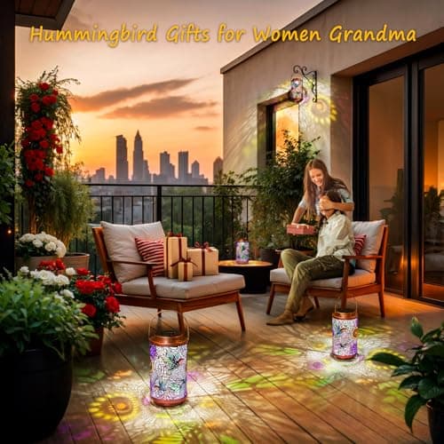 2Pack Solar Lanterns Outdoor Waterproof Hummingbird Garden Gifts for Mom, Multicolor Solar Lights Lantern for Backyard Garden, Pathway, Outside, Mothers' Day Gifts for Women Grandma - Thumbnail 2