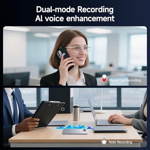 IFECCO AI Voice Recorder - Digital Voice Recorder Summarize with AI Technology, 64GB Memory, Support 152 Languages, App Control, Audio Recorder for Lectures Recorders, Meetings, Calls - Thumbnail 3
