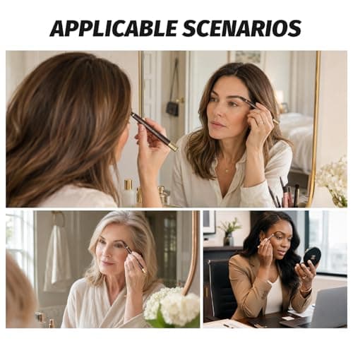 2 Pack 4-Tip Microblading Eyebrow Pen with 2 Brow Brushes, Waterproof Vegan Formula Eyebrow Pencils for Women to Effortlessly Create Natural Hair-Like Strokes, All-Day Wear (Black Brown) - Thumbnail 4