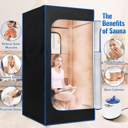 X-Vcak Upgraded Portable Sauna of Relaxation, Steam Sauna for Home with Steamer, Pairs Remote Control, Folding Chair, 9 Levels, 2.6’ x 2.6’ x 5.9’ - Thumbnail 3