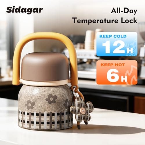 Sidagar 24 oz Insulated Food Jar with Handle, Aesthetic Stainless Steel Vacuum Lunch Container for School Office, Keep Hot/Cold Soup, Oatmeal, Smoothie Bowl, Autumn Gingham - Thumbnail 3