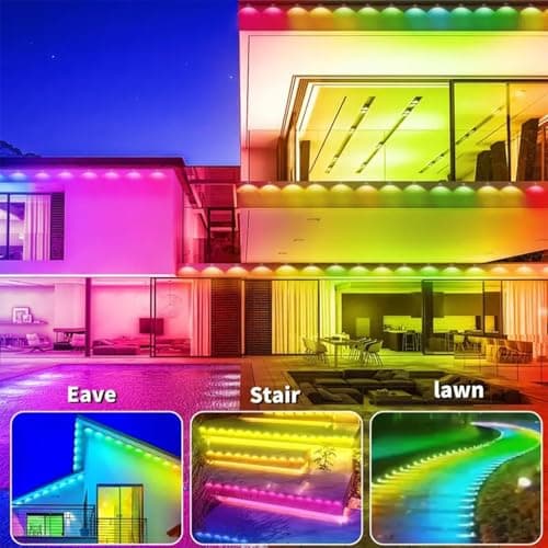 DSXsm Permanent Outdoor Lights,50FT RGB+IC Smart Eaves Lights with 25 LED 16 Million Accurate Color Options Including,IP68 Daily Outdoor Decor Strings for Halloween,Christmas. - Thumbnail 6