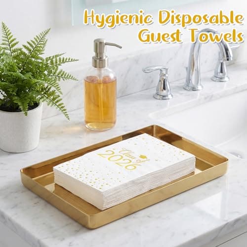 NatNarr 60 Pcs 2026 Graduation Napkins, Class of 2026 Disposable Hand Towels for Bathroom Gold Foil Dots Dinner Guest Napkins for High School College Congrats Celebration Party - Thumbnail 4