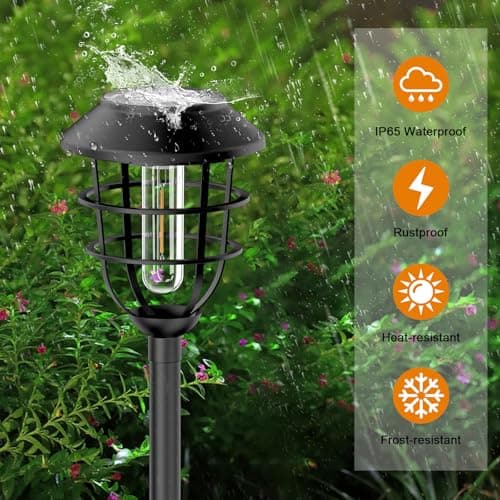 Bright Solar Lights Outdoor, Metal Solar Pathway Lights Outdoor IP65 Waterproof 6 Pack Solar Garden Lights with Auto On Off for Yard, Patio, Walkway, Driveway and Landscape Decoration,Warm White - Thumbnail 3