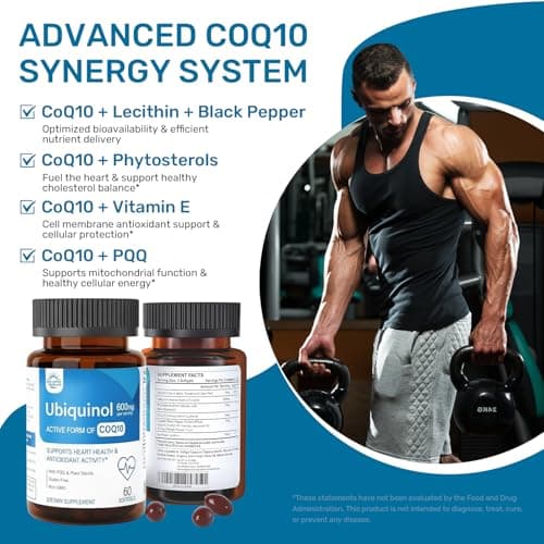 Ubiquinol CoQ10 600mg with PQQ, Vitamin E & Plant Sterols – High Absorption Formula with Black Pepper & Sunflower Lecithin – Heart Health, Energy Production & Antioxidant Support丨60 Softgels - Thumbnail 3