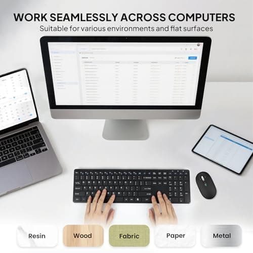 Wireless Bluetooth Mouse,USB+BT×2,Slim Pebble Multi Device Small Travel Mice,Metal 4 Way Super Scrolling,± 3000 DPI,8 Buttons,Quiet,Portable,Long Battery for Laptop,Computer,Tablet,Mac,iPad,PC,Phone - Thumbnail 6