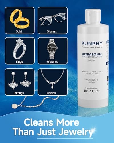 kunphy Jewelry Cleaner Solution -Ultrasonic Cleaner Solution for Gold, Silver, Platinum Diamonds and Non-Porous Precious & Semi-Precious Jewelry 4 oz(120ml) - Thumbnail 5