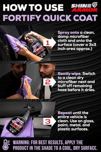 Car Wax Spray and Ceramic Coating for Cars - 3 in 1 Waterless Car Wash and Detailing - Quick Effect Coating Agent for Car - High Gloss Car Coating Spray, Shiny Car Stuff by Shine Armor - 24FlOz - Thumbnail 2
