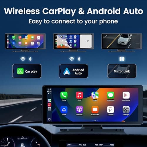 Lynadri 10.26" Carplay Screen for Car,4K Dash Cam,Portable Tablet for Apple Android Auto,Voice Touch Control GPS Navigation,Stereo Audio Radio,Rear Backup Camera,Bluetooth,Wireless Mirror for Truck - Thumbnail 2