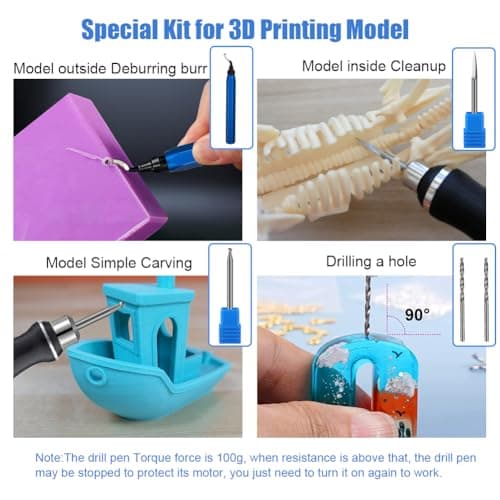 3D Printing Tools Kit,3D Printer Accessories, 3-Speed USB Rotary Tool with Bits & Deburring Tool for 3D Printing Burr, 3D Printer Model,Resin Model Engraving, Drilling, Carving, Polishing - Thumbnail 5
