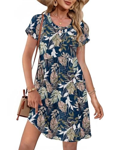 MOLERANI Summer Dresses for Women 2026 Casual Crew Neck Sundresses Short Sleeve Fashion Beach Vacation Dress with Pockets - Image 1