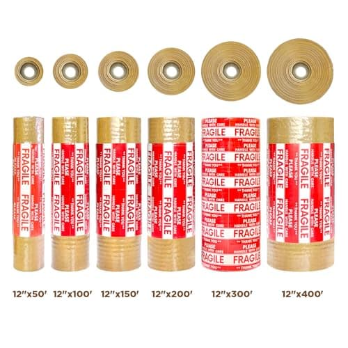 Honeycomb Packing Paper, 12"x150' Brown | Perforated Honeycomb Packing Paper Recyclable Moving Supplies for Shipping & Moving | Plastic-Free Alternative to Bubble Cushion Wrap with 36 Fragile Stickers - Thumbnail 4