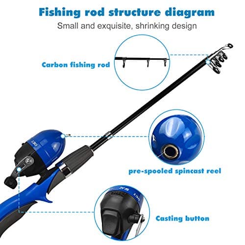 Urban Deco Kids Fishing Pole, Portable Telescopic Rod and Reel Combos Kids Fishing Rod Kit with Tackle Box for Boys,Girls,Youth,Beginner, Starter - Blue - Thumbnail 2