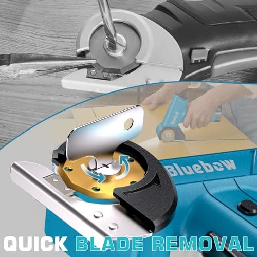 Cordless Electric Scissors, Rechargeable Cardboard Cutter with LED Light, 4-Speed Settings, Safety Lock, 2 Blades, USB-C Battery Powered Box Cutter for Carpet, Leather, Fabric, Packages, Blue - Thumbnail 5