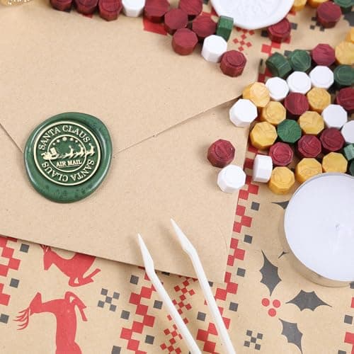WUERLIN Christmas Wax Seal Stamp Kit,Santa Claus Wax Seal Stamp add Snowflake with Deep Engrave Great for Decoration Holiday Cards New Year Envelopes (Santa Sealing KIT) - Thumbnail 6