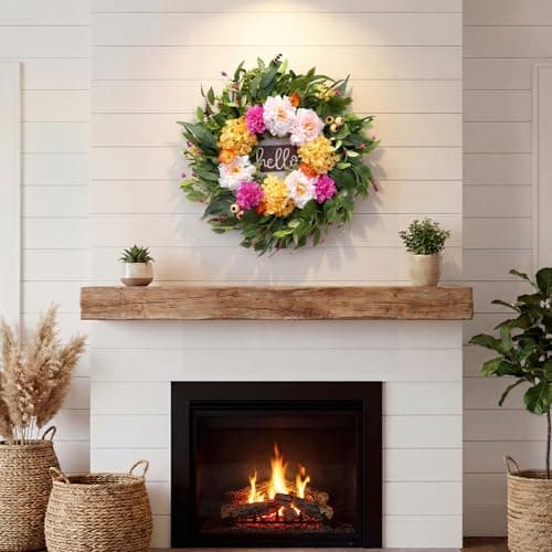 AMORISE 24" Wreaths for Front Door with Hydrangea Dahlia Phalaenopsis Spring&Summer Artificial Flowers for Outdoor Wedding Party Front Door Porch Yard Patio Window Box Home Decor - Thumbnail 6