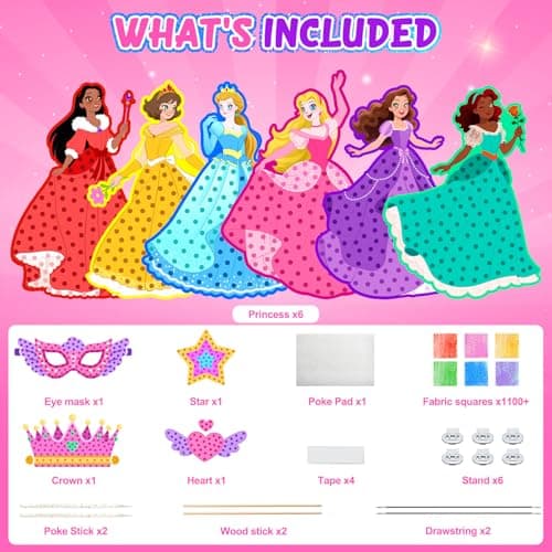 Gooidea 10PCS Poke Arts and Crafts for Girls Ages 4, 5, 6, 7, 8, 9, Classical Princesses Poking Art, Mess-Free DIY Craft for Kids DIY Creative Activities Pretend Play Toy Gifts for Kids Age 4-9 - Thumbnail 3