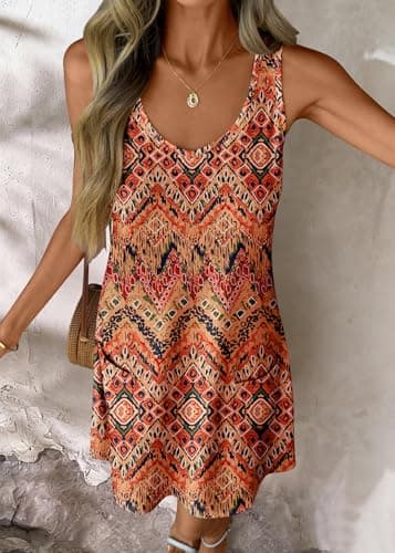 ATHMILE Womens Summer Dresses V Neck Sleeveless Tank Sundresses Beach Vacation Casual Clothes with Pockets - Thumbnail 3