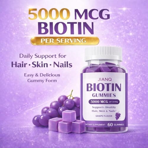 JianQ Biotin Gummies for Hair Skin & Nails – High Strength 5000 mcg Biotin with Collagen, Zinc & Vitamin C | Vegan, Sugar-Free, Non-GMO | Supports Healthy Hair Growth, 120 Count - Thumbnail 4