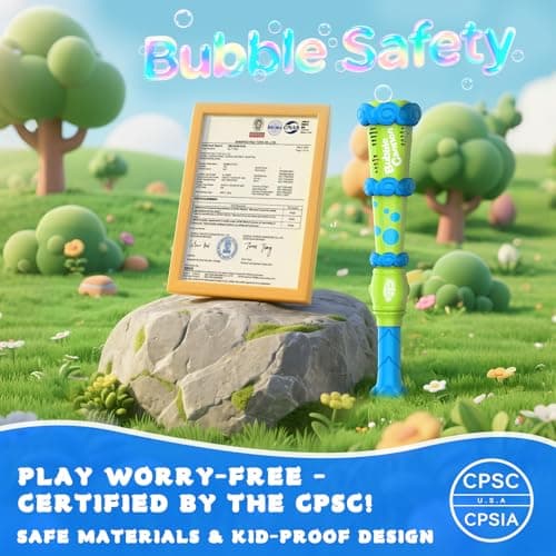 Electric Bubble Wand for Kids - Tons of Long-Lasting Bubbles in Seconds - 8oz Bubble Solutions Included (Suitable for Toddlers & Pets) - Bubble Machine for Indoor/Outdoor Party Gifts for Ages 3+ - Thumbnail 5