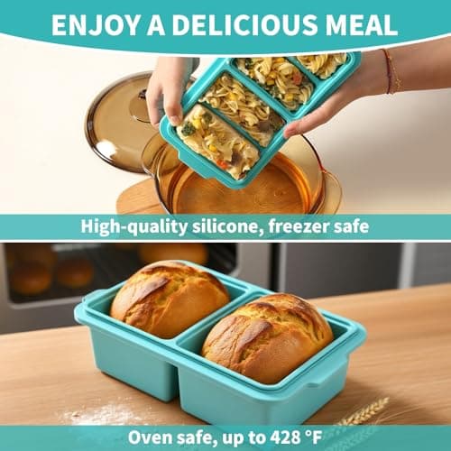 EuChoiz 2 Pack Silicone Freezer Tray Cubes 2 Cup with Date Mark Lids for Freezing Food Leftovers Sauces Portion and Lasagna Broth, Soup Freezer Molds for Meal Prepping Thick Enough - Thumbnail 6