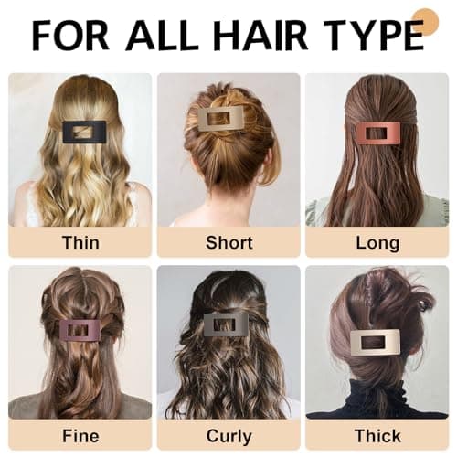 8 Pack French Flat Hair Clips for Women – Large Matte No-Slip Claw clips for Thick & Thin Hair, Strong Hold Styling Barrettes Accessories (Neutral) - Thumbnail 6