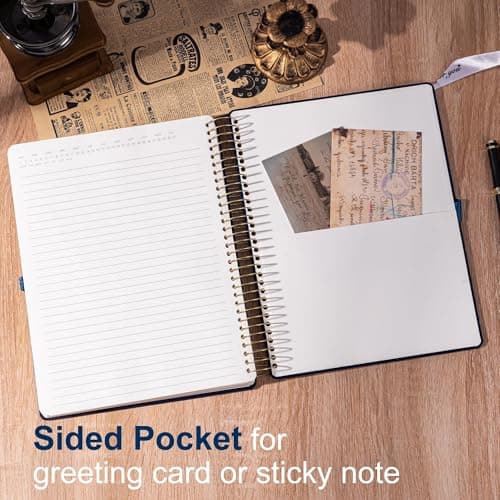 FLYING EAGLE 300 Pages Thick Spiral Notebook Journaling Notebooks Vintage Velvet Journal for Women Men A4 Lined Journals for Writing with Gift Box, 8.5 x 11in, Blue - Thumbnail 4