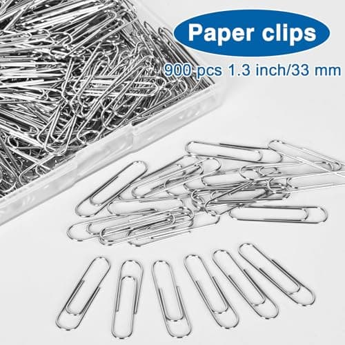 Krvyrn 900 Count Paper Clips, 1.3 Inch (33mm) Standard Size Silver Metal Paper Clips, Rust Resistant for Office School Home - Thumbnail 6