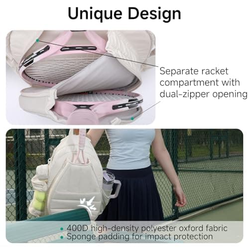 Apex Outdoors Tennis Bag for Women, Tennis Backpack for Men Holds 2 Rackets with Shoe Compartment, Wet Pocket, Coin Purse, Compatible with Pickleball, Tennis, Racketball - Thumbnail 4