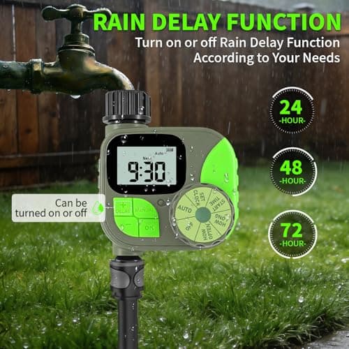 Sprinkler Timer for Garden Hose - Irrigation Timer for Outdoor Faucet, Automatic Programmable Watering Irrigation with Rain Delay/Manual Mode, Watering System Drip Irrigation for Yard Lawn Pool - Thumbnail 4