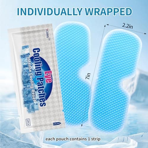 TCANG Disposable Instant Cooling Gel Eye Masks, Soothing Relief for Tired Eyes & Cooling Sensation, Eye Patches for Puffy Eyes,10 Packs - Thumbnail 3