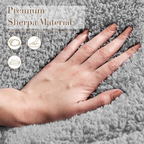 Cymula California King Mattress Topper, Sherpa Mattress Pad for Cal King Bed with 900GSM Down for Back Pain Extra Thick Mattress Cover Pillow Top with 8-21" Pockets, Grey - Thumbnail 5