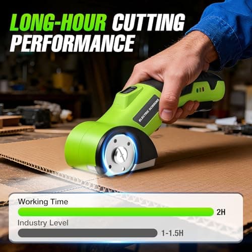 Cordless Electric Scissors, 4V Rechargeable Cardboard Cutter with Safety Lock, LED Light, 2 Blades, Electric Box Cutter for Cardboard, Fabric, Plastic, Leather, Cloth, DIY Crafts, Package Opening - Thumbnail 5