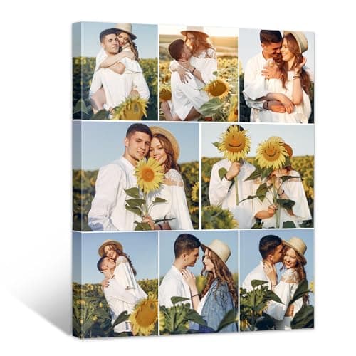 GagetElec Custom Canvas Prints with Your Photos, Personalized Canvas Wall Art, Customized Photo Collage for Wall Decor, Personalized Photo Gifts for Couples, Family, Pet & Valentines (8 Photos)