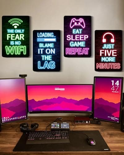 Drsoum Video Gamer Room Decor for Boys Gaming Wall Decor Neon Gaming Room Metal Sign 12 x 8 Inch Set of 4 - Gamer Wall Decor Teenage Boy Room Decor - Thumbnail 2