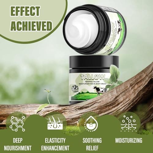 MINIBIRD Beef Tallow for Skin, Whipped Tallow and Honey Balm Cream, 100% Organic Grass-Fed Beef Tallow for Face, Tallow Face Moisturizer Body Lotion with Raw Honey, Unscented - Thumbnail 2