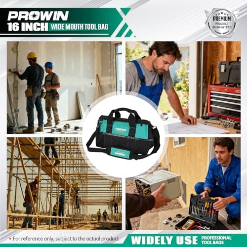 Prowin 16-inch Wide Mouth Tool Bag Multi-pocket Tool Organizer with Adjustable Shoulder Strap, Tool Tote Bag for Men - Thumbnail 6