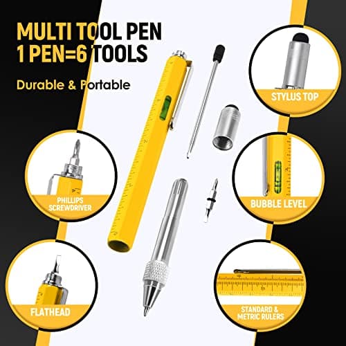 BIIB 6 in 1 Multitool Pen Valentines Day Gifts for Him, Mens Valentines Day Gifts, Mens Gifts for Dad Boyfriend Husband, Birthday Gifts for Men, Gifts for Men Who Have Everything, Cool Tools Gadgets - Thumbnail 2